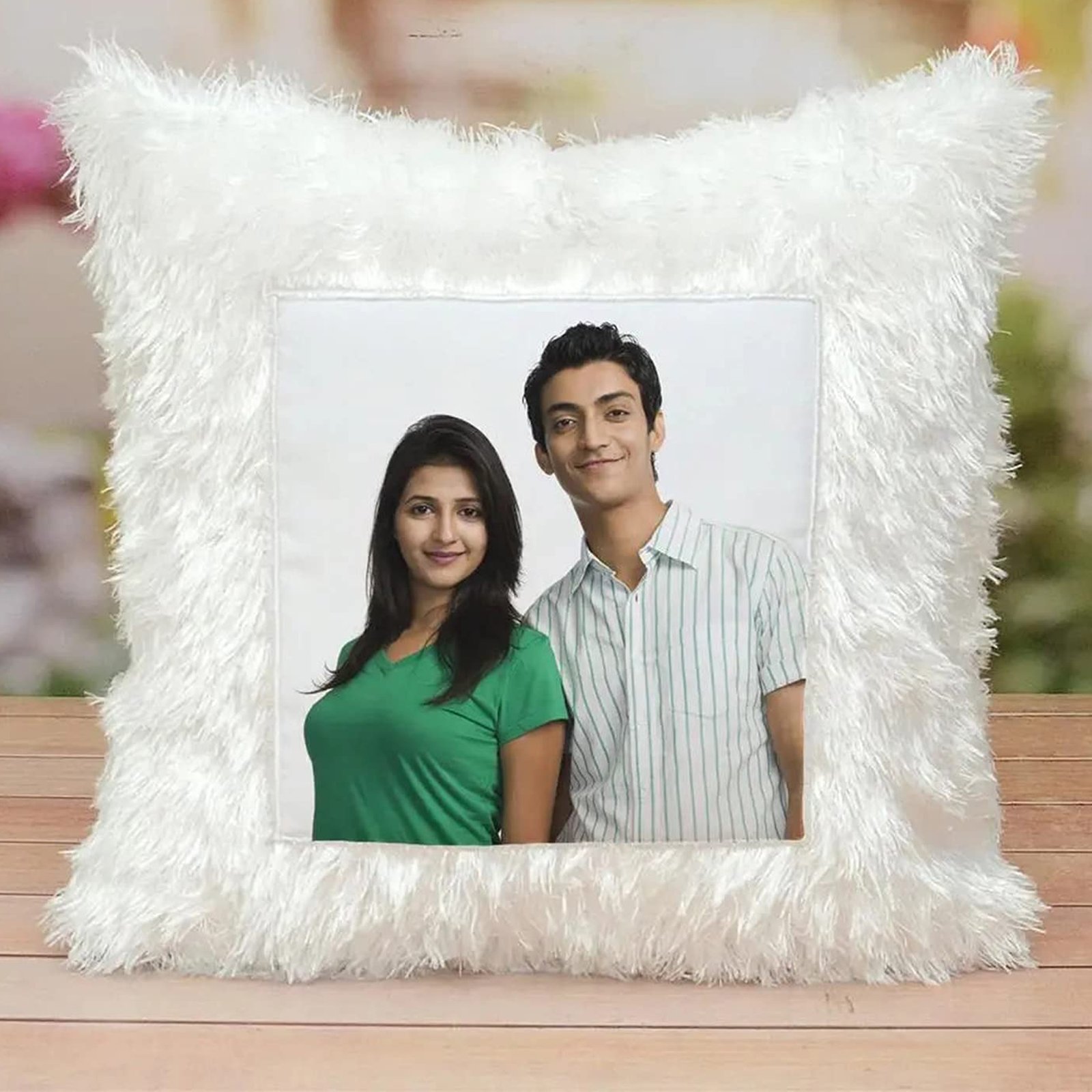 White Furr Square Pillow